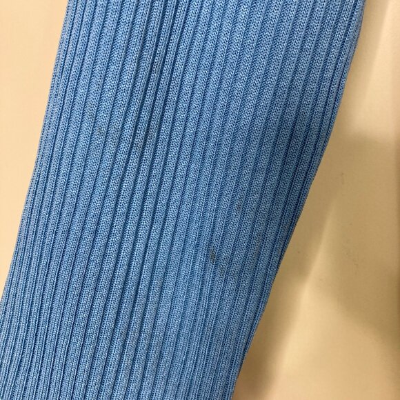 Exclusively Misook Womens M Blue Ribbed Long Cardigan Sweater Acrylic Flawed - Picture 7 of 11